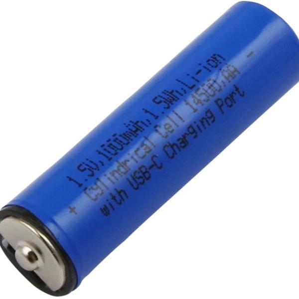 Bateria AA 1,5V 1000mAh 1,5Wh c/ Porta de Carregamento USB - C