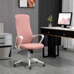 Cadeira de Escritório Ergonómica com Altura Ajustável Função de Inclinação e Encosto Alto 62x56x110 - 119,5 cm Rosa