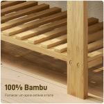 Banco Sapateira de Bambu Sapateira com Assento Almofadado 2 Prateleiras para 6 Pares de Sapatos 60x29x49 cm Madeira e Cinzento