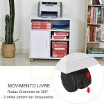 Armário de Escritório para Impressora Multifuncional com Prateleiras e Amplo Espaço de Armazenamento 60x50x65,5 cm Branco