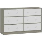 Cómoda com 6 Gavetas de Tecido Cómoda para Quarto Estrutura de Aço e MDF 114x30x70 cm Branco e Cinza