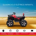 Quadriciclo Elétrico 12V para Crianças de 3 - 5 Anos com Farol Música Pneus de Suspensão Botões Avance e Retrocesso Veículo Elétrico a Bateria 100x65x73cm Vermelho