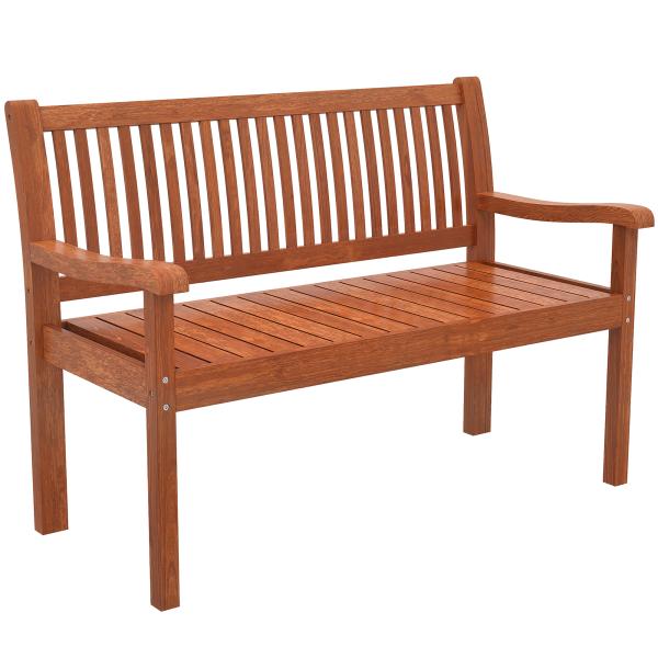 Banco de Jardim em Madeira, Banco de Exterior de 2 Lugares com Capa Impermeável Encosto Ergonómico 125x62x90 cm Castanho Claro