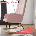 Poltrona Baloiço em Borrego com Oscilação de 40° Pés de Madeira de Faia e Estrutura de Aço 71x98x101 cm Rosa