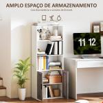Estante para Livros Estreita Estante com Armário com Prateleira Ajustável 60x30x149,5 cm Branco e Castanho