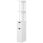 Coluna Casa de Banho com 2 Portas e 2 Prateleiras Armário Alto para Casa de Banho Estilo Moderno 15,2x29,8x118cm Branco