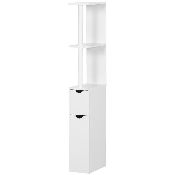 Coluna Casa de Banho com 2 Portas e 2 Prateleiras Armário Alto para Casa de Banho Estilo Moderno 15,2x29,8x118cm Branco