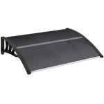 Marquise para Portas e Janelas 100x75x23 cm Marquise de Proteção contra Sol e Chuva com Cobertura de Policarbonato Preto