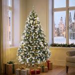 Árvore de Natal 180 cm com 350 Luzes LED, 11 Modos, Comando à Distância, 1020 Pontas, Base Metálica Dobrável, Verde