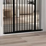 Barreira de Segurança para Cães com Largura Ajustável 74 - 100 cm e Extensões para Escadas e Portas Preto