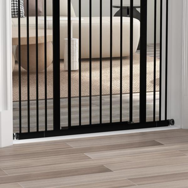 Barreira de Segurança para Cães com Largura Ajustável 74 - 100 cm e Extensões para Escadas e Portas Preto