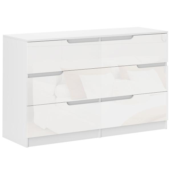 Cómoda com 6 Gavetas Cómoda de Dormitório Moderna com Sistema Anti - Tombo 120x40x75 cm Branco