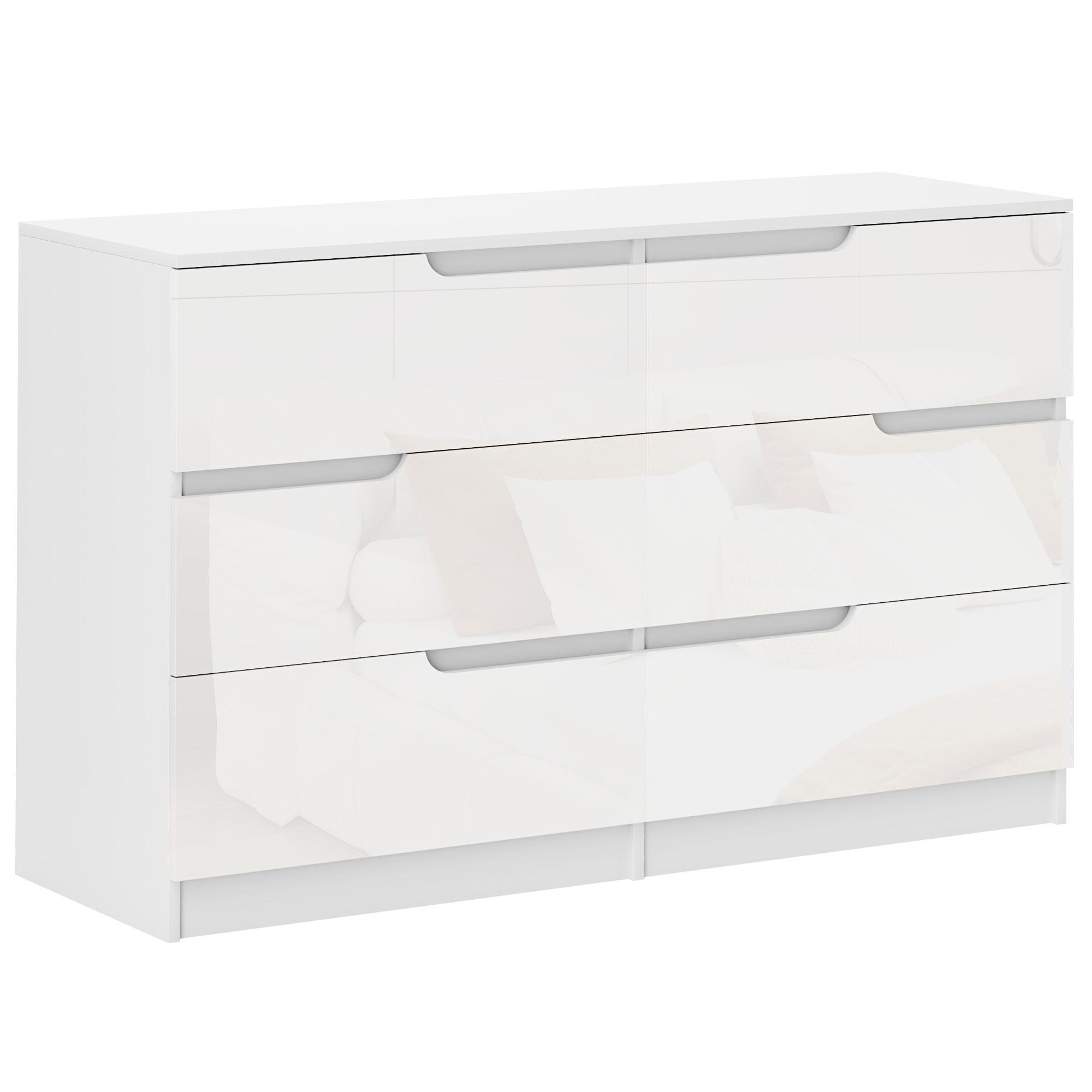 Cómoda com 6 Gavetas Cómoda de Dormitório Moderna com Sistema Anti - Tombo 120x40x75 cm Branco