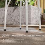 Mesa de Jardim Redonda Mesa de Varanda Ø40x50 cm com Pés Ajustáveis e Estrutura em Forma de X para Exterior e Interior Branco