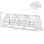 Estufa de Jardim Terraço 270x90x90 cm Tipo Casa Tubo de Aço com 3 Janelas Estufa Pequena para Cultivo de Plantas Branco Translúcido