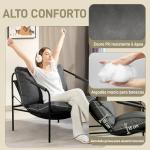 Poltrona Moderna Poltrona de Leitura Estofada em Couro Sintético Capas de Almofadas Removíveis 74,5x75x77 cm Cinza Carvão