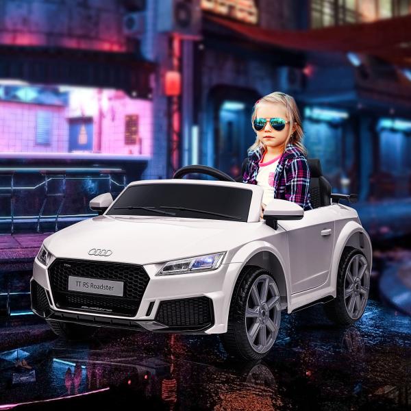 Carro Elétrico Audi TT para Crianças acima de 3 Anos com Controlo Remoto Música e Luzes Bateria 12V 102x60x44 cm Branco