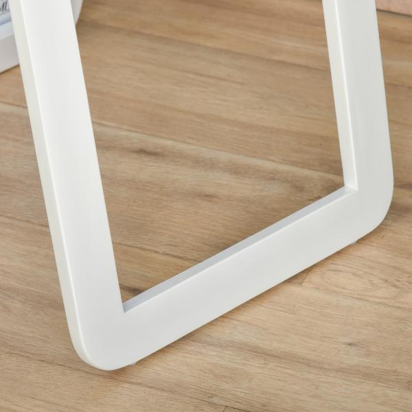 Espelho de Pé de Corpo Inteiro Retangular com 2 Formas de Uso Estrutura de Madeira de Pinho 37x43x156 cm Branco