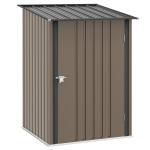 Abrigo de Jardim de Aço Galvanizado com Porta Fechadura e Teto Inclinado 0,92 m² 100x103x160 cm Marrom