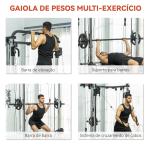 Máquina Multi Estação de Musculação Máquina de Musculação com Suporte para Agachamentos e Barra para Pesos 210x132x225 cm Preto