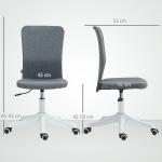 Cadeira de Escritório sem Apoio para os Braços Estofada em Linho Sintético com Altura Ajustável 53x43x85 - 93 cm Cinza