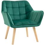 Poltrona Moderna de Sala Estofada em Veludo com Pés de Madeira Cadeira Relax para Sala de Estar Verde