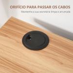 Secretária de Canto 136x130x72 cm com Prateleiras Mesa de Computador em Forma de L para Escritório Casa Branco e Madeira
