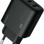 Carregador GaN Fast Charger 45W USB - C + USB - A (Preto) - BECLAD
