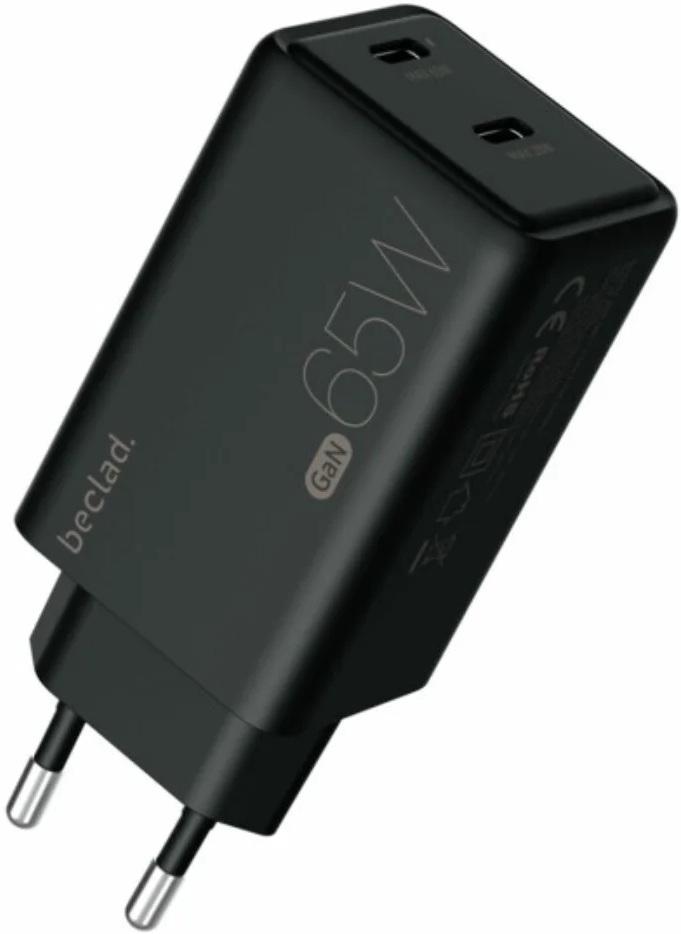 Carregador GaN Fast Charger 65W 2x USB - C (Preto) - BECLAD