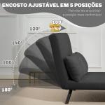 Sofá Cama Sofá Convertível em Cama de 2 Lugares Dobrável com Encosto Ajustável em 5 Níveis e 2 Almofadas 102x73x81 cm Cinza