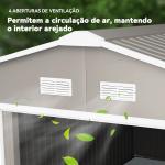 Abrigo de Jardim 340x386x200 cm 13,1 m² Abrigo de Exterior de Aço com Portas de Correr e Ventilações Cinza Claro