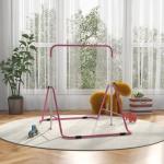 Barra de Ginástica para Crianças Dobrável com Altura Ajustável para Treino em Casa 154x106,2x88,5 - 128,5 cm Rosa