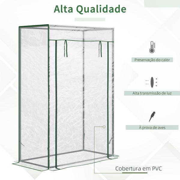 Estufa com Porta Enrolável e Estrutura de Aço Estufa de Jardim para Cultivo de Plantas 100x50x150 cm Transparente