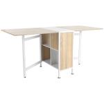 Mesa Dobrável de Arrumação 4 Prateleiras para Sala de Jantar Sala de Estar Mesa Auxiliar de Madeira 169x62x75 cm Carvalho e Branco