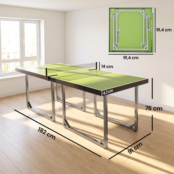 Mesa de Ping Pong Dobrável Mesa de Ping Pong Profissional com Rede e Estrutura de Aço 182x91x76 cm Verde