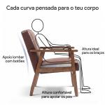 Poltrona Sala de Estar Estofada em PU com Apoio para os Braços e Estrutura de Madeira de Borracha 64x66x80 cm Marrom
