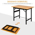 Bancada de Trabalho Dobrável Mesa de Trabalho Dobrável com Régua Transferidor 100x60x75,5 cm Madeira e Preto