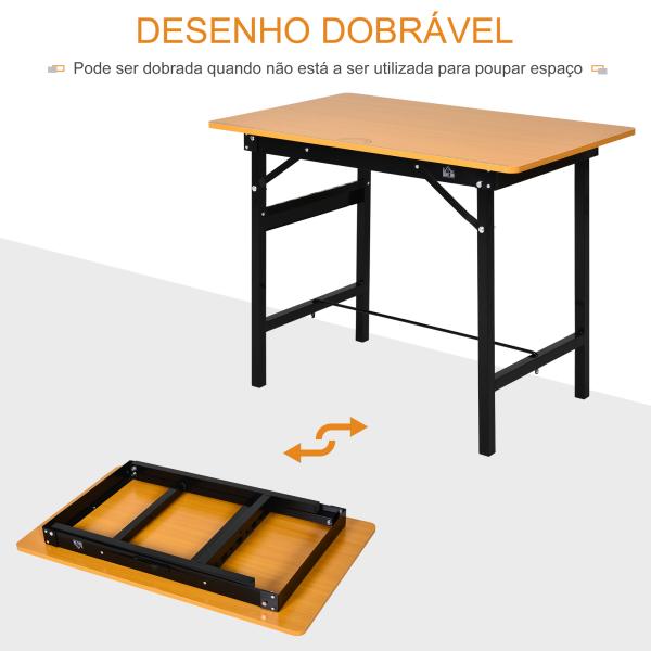 Bancada de Trabalho Dobrável Mesa de Trabalho Dobrável com Régua Transferidor 100x60x75,5 cm Madeira e Preto