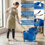 Balde de Limpeza com Escorredor, Painel Separador e Rodas Capacidade de 20L para Limpeza Doméstica 45x26,5x70 cm Azul
