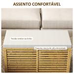 Baú de Arrumação para Dormitório 122L Estofado em Linho Sintético com Almofada Estrutura de Bambu 90x42x43 cm Cinza e Madeira