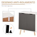 Aparador Móvel Auxiliar de Armazenamento com 2 Armários de Porta Gaveta Pés de Madeira 90x30x72 cm Cinza e Branco