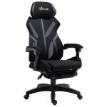 Cadeira de Gaming com Apoio para os Pés Retrátil Cadeira de Escritório Reclinável com Apoio para a Cabeça e Altura Ajustável 65x65x119 - 129cm Preto