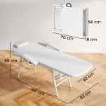 Marquesa de Massagem Dobrável Portátil de 3 Secções com Encosto Ajustável Apoio de Cabeça e Braços 182x82x68 cm Branco