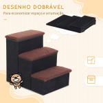 Escada para Animais de Estimação de 3 Degraus Dobrável com Tampa e Espaço de Armazenamento Escada para Cães Gatos Pequenos para Cama Sofá 40x54x48cm Preto