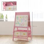 Cavalete de Pintura para Crianças 3 em 1 para Crianças acima de 3 Anos com Rolo de Papel e Cestos de Arrumação 54x46x94 cm Rosa