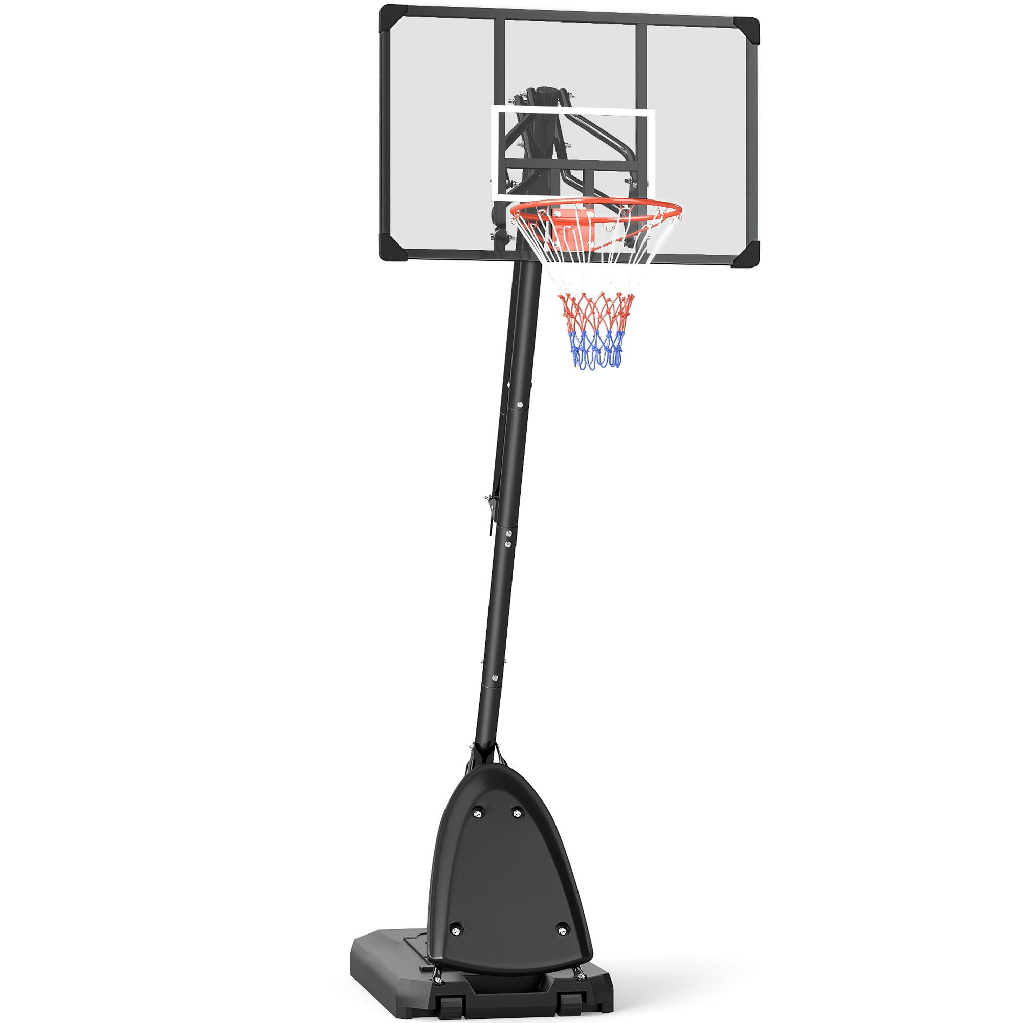 Cesta de Basquetebol Ajustável 236 - 293 cm com Rodas Painel de PC Base Recarregável para Exterior Preto