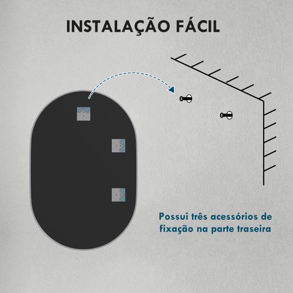 Espelho Casa de Banho 60x90 cm Espelho Decorativo de Parede com Estrutura de Alumínio Horizontal ou Vertical Prata
