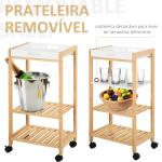 Carrinho de cozinha de 4 niveis com bandeja removível 40x30x76 cm Branco
