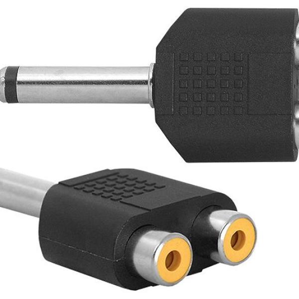 Ficha Adaptadora 6,3mm Macho Mono - 2 RCA Femea