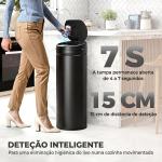 Caixote do Lixo Automático 50 L com Sensor Infravermelho, Fecho Automático, Antidedadas, Aço Inoxidável, Preto